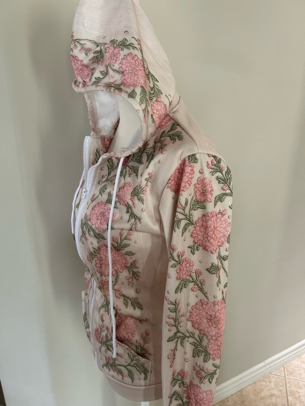 Floral Print Full Zip Hoodie - Picture 5 of 9